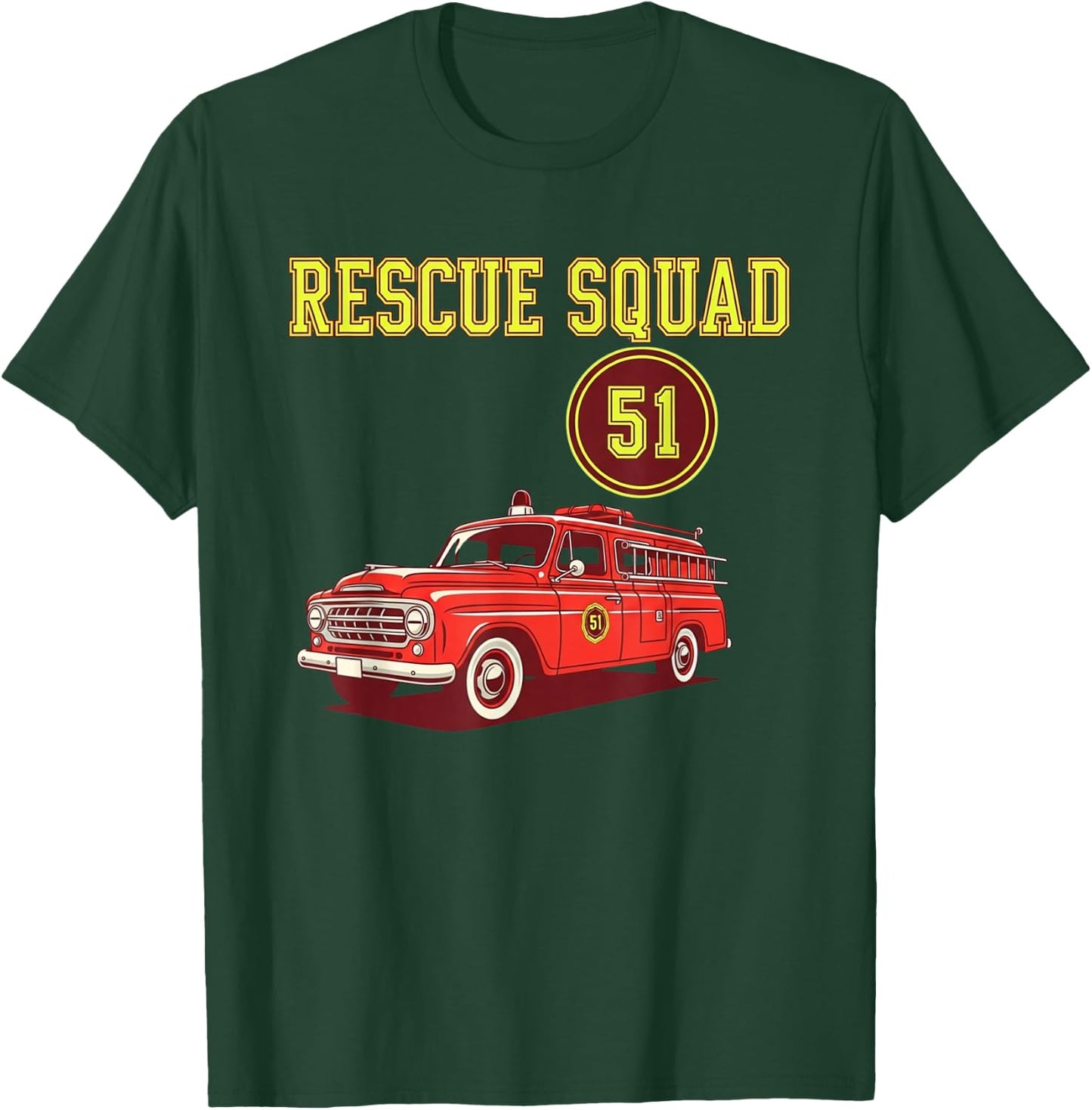 Truck Side 51 Emergency Squad Logo Responder Gear T-Shirt - T-Shirt | Forest