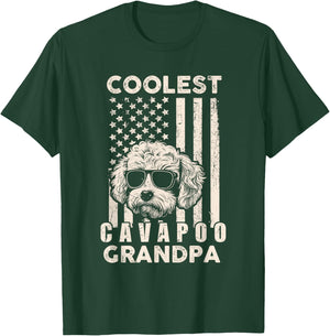 Coolest Cavapoo Grandpa Vintage American Flag Funny Dog Xmas T-Shirt - T-Shirt | Forest