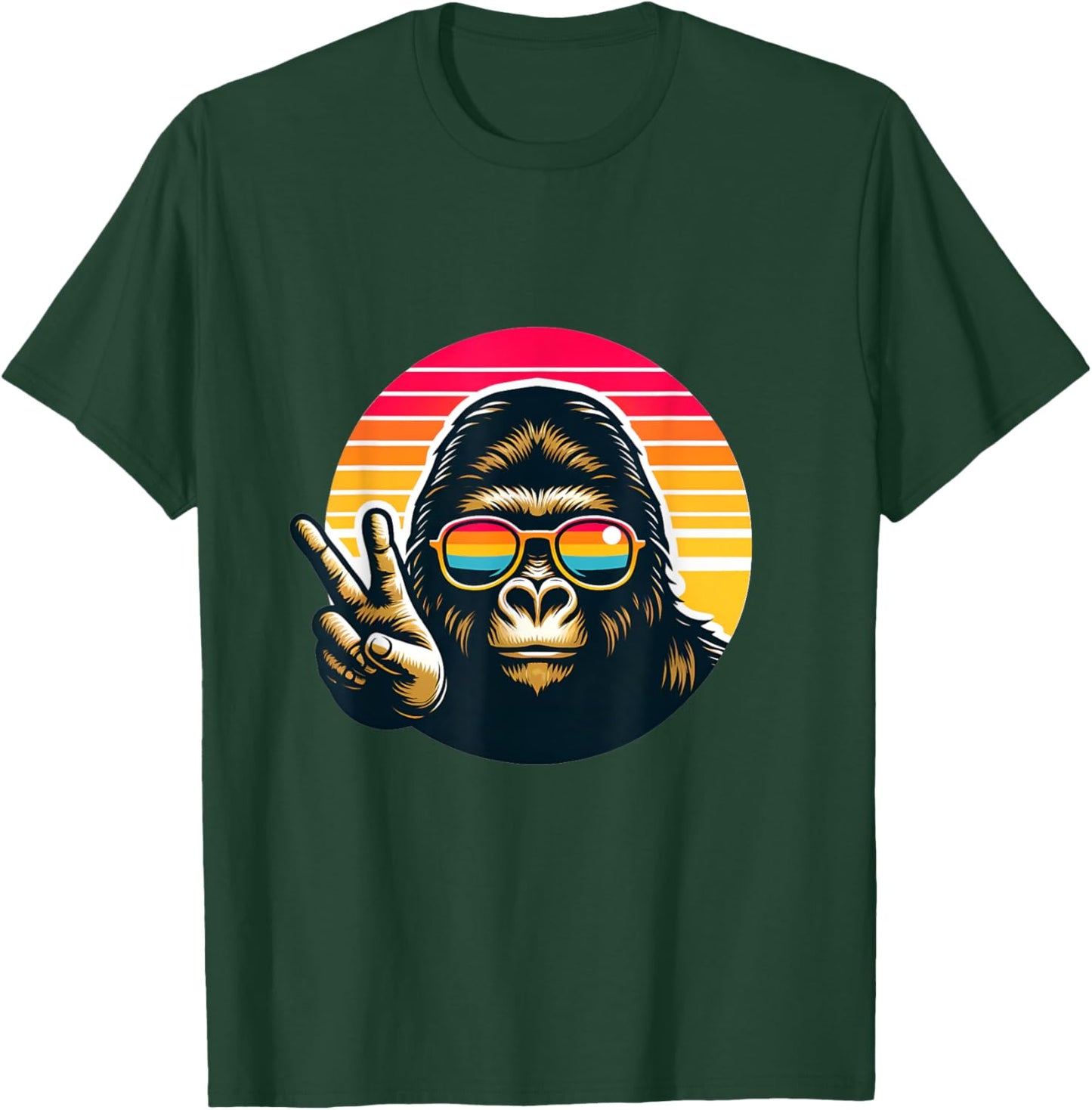 Retro peace gorilla monkey with sunglasses meme T-Shirt - T-Shirt | Forest