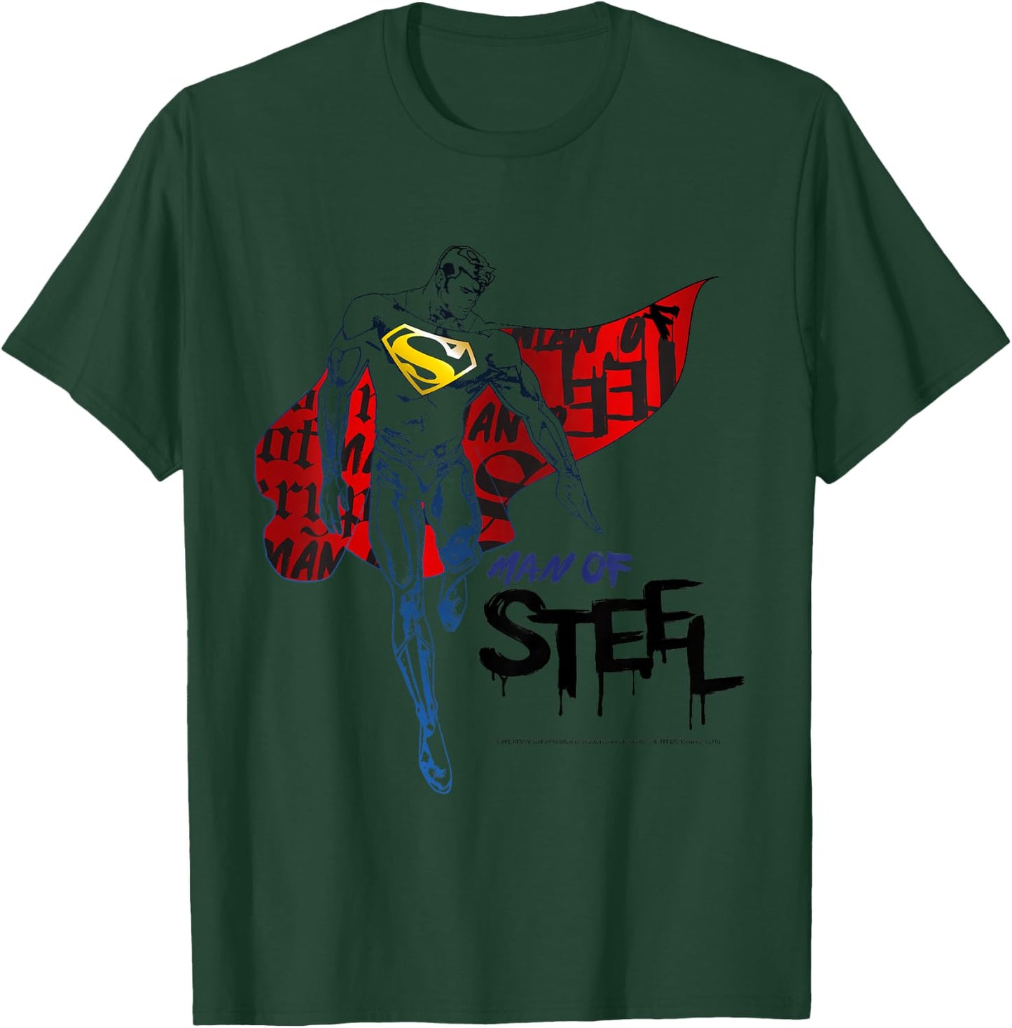 Kids DC Comics Superman Man Of Steel Cape Portrait T-Shirt - T-Shirt | Forest
