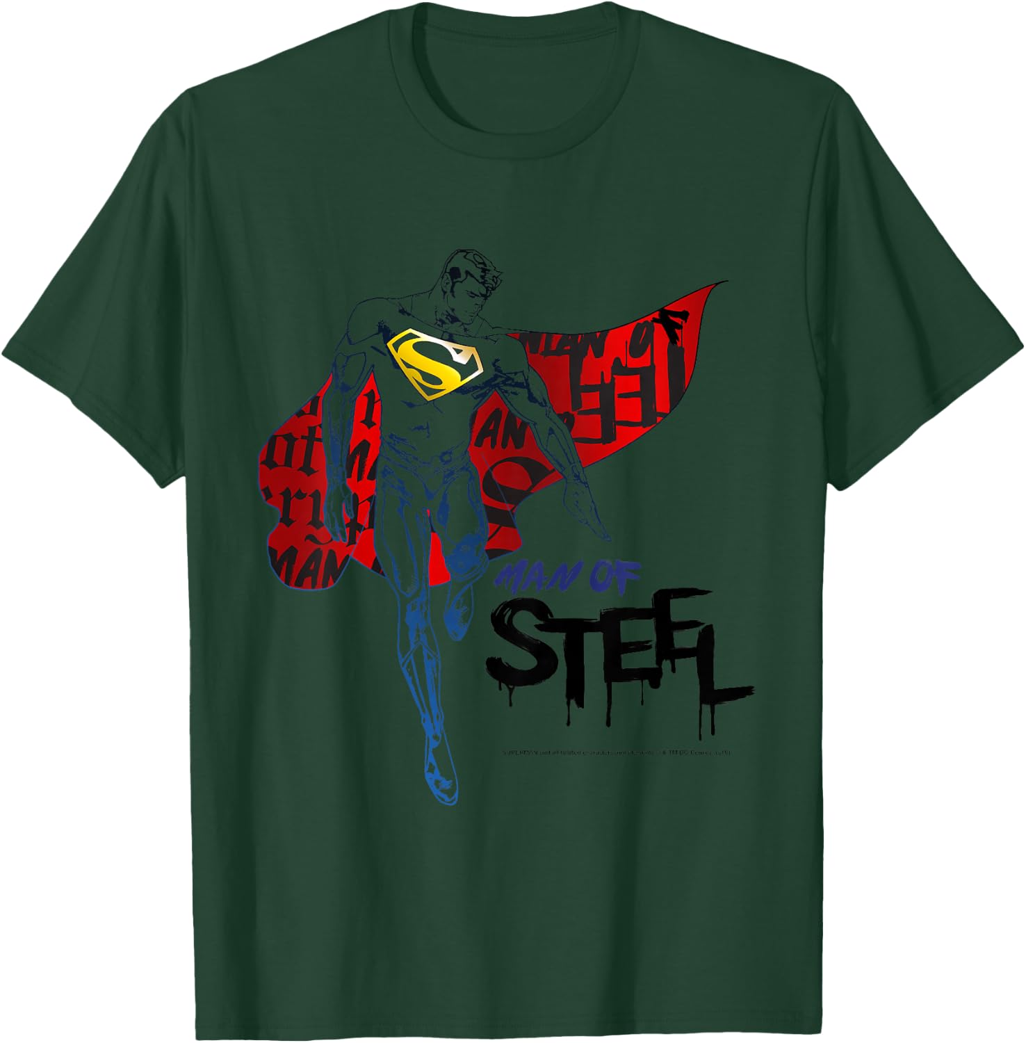 Kids DC Comics Superman Man Of Steel Cape Portrait T-Shirt - T-Shirt | Forest