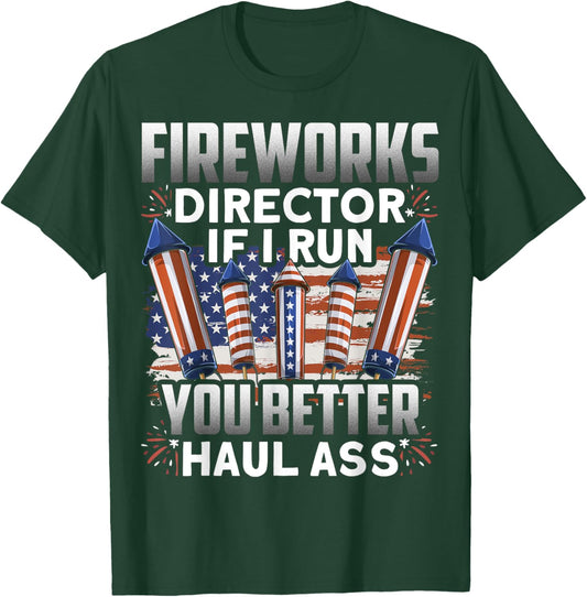 Patriotic Shirt Fireworks Director American Flag 4th Of July Women Men T-Shirt - T-Shirt | Forest
