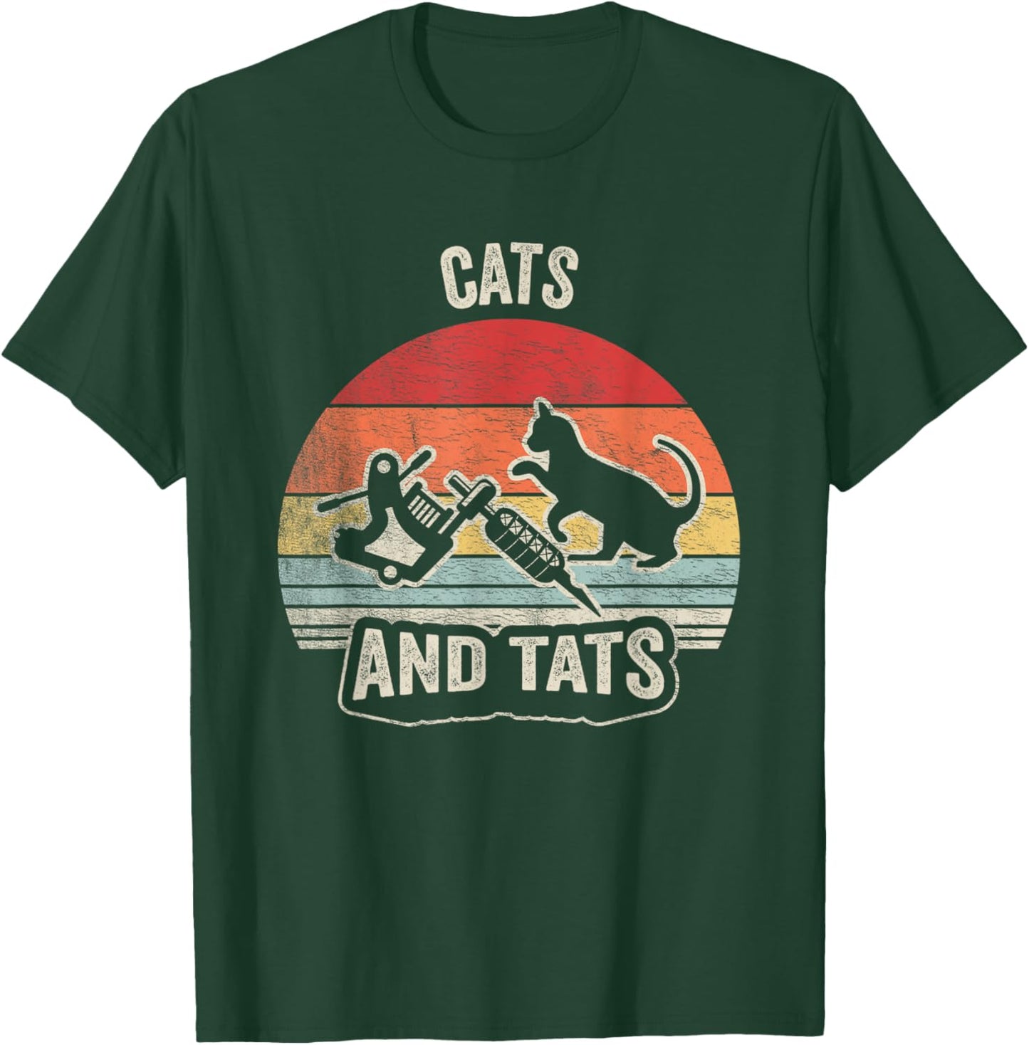 Vintage Cats and Tats Shirt Cat Tattoo Lover Cats & Tats T-Shirt - T-Shirt | Forest
