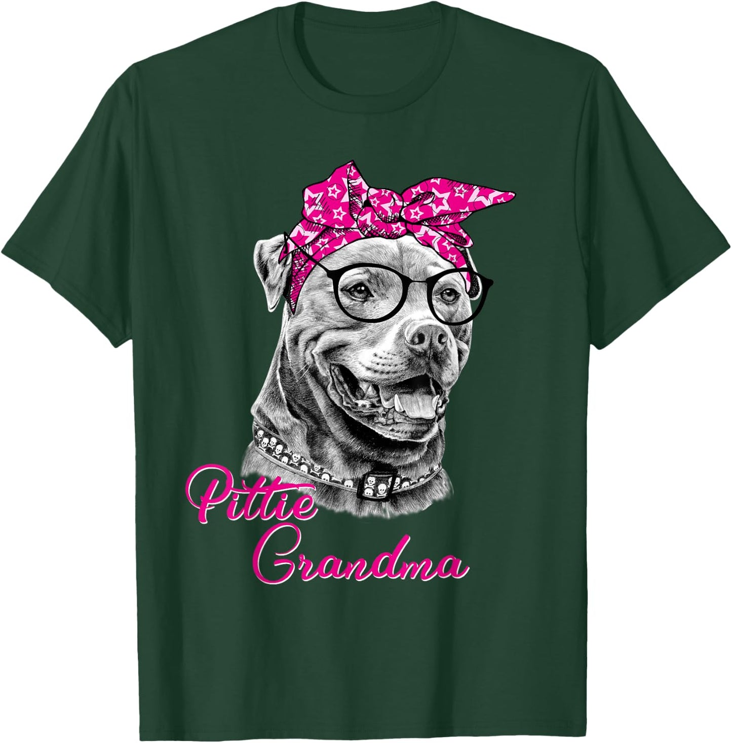 Pittie Grandma Cute Funny American Pitbull Dog Mom T-Shirt - T-Shirt | Forest