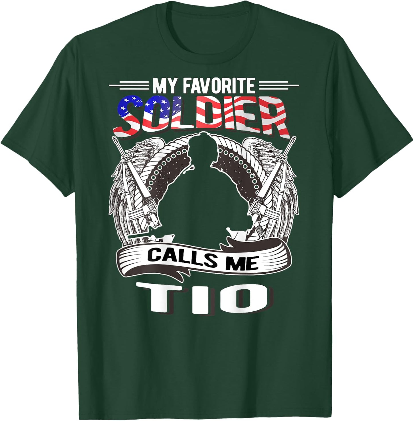 Proud Army Tio - My Favorite Soldier Calls Me Tio Uncle Gift T-Shirt - T-Shirt | Forest