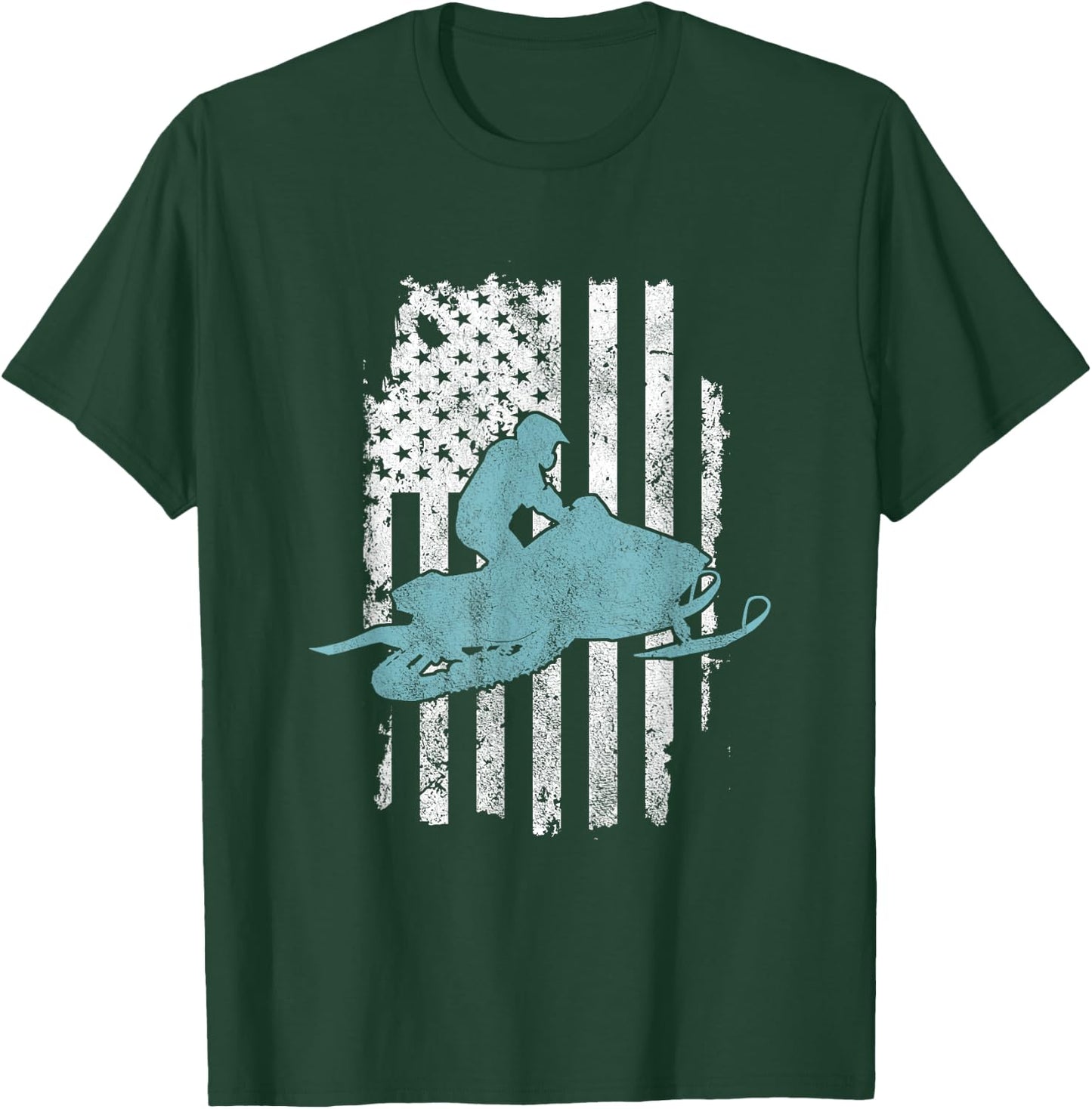 Cool United States Flag USA Snowmobile Biker T-Shirt - T-Shirt | Forest