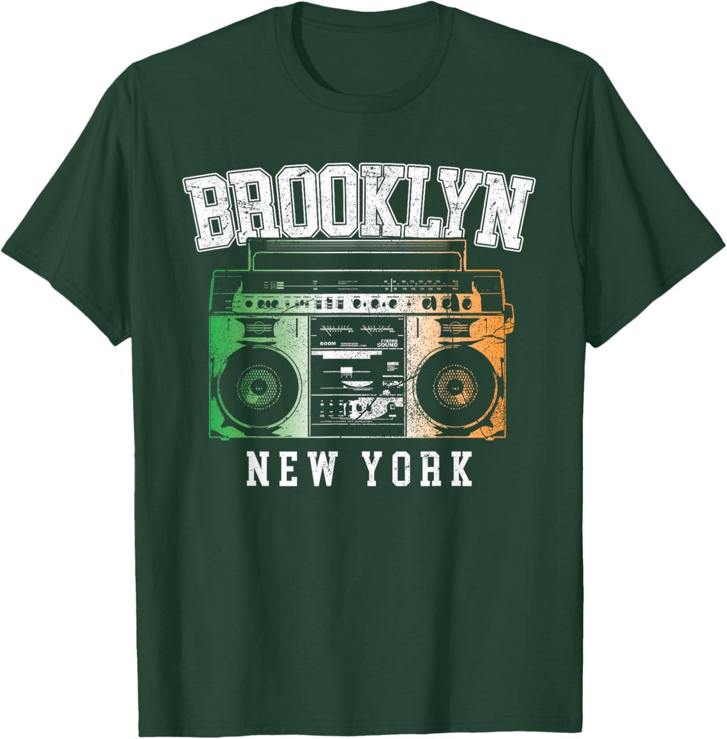 Brooklyn NYC - New York City Irish Flag Boombox T-Shirt - T-Shirt | Forest