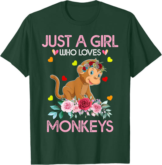 Monkey Kids Just A Girl Who Loves Monkeys T-Shirt - T-Shirt | Forest