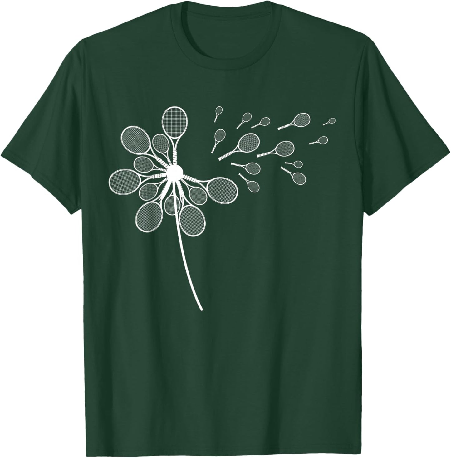 Dandelion Flower Tennis Graphic Player Coach Racket Sports T-Shirt - T-Shirt | Forest