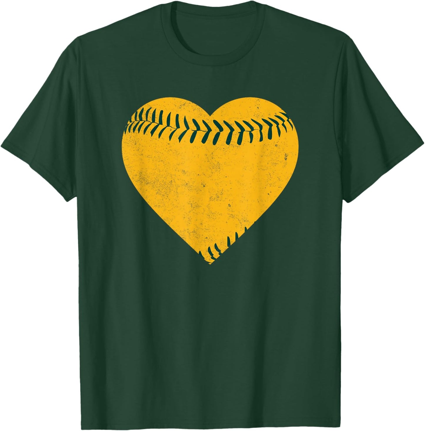 Vintage Gold and Green Baseball Heart T-Shirt - T-Shirt | Forest