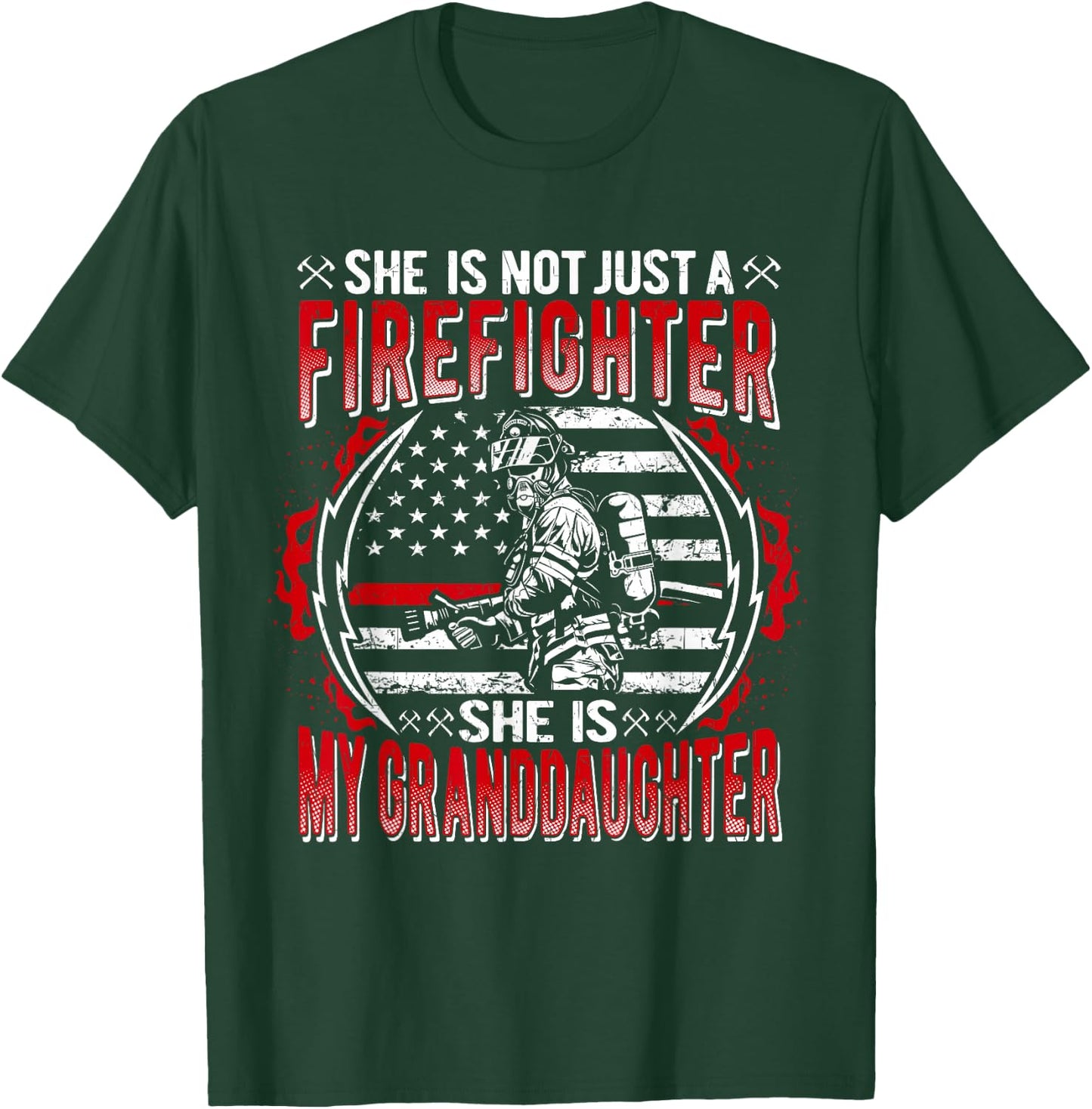 My Granddaughter Is Firefighter Proud Fire Grandparent Gifts T-Shirt - T-Shirt | Forest
