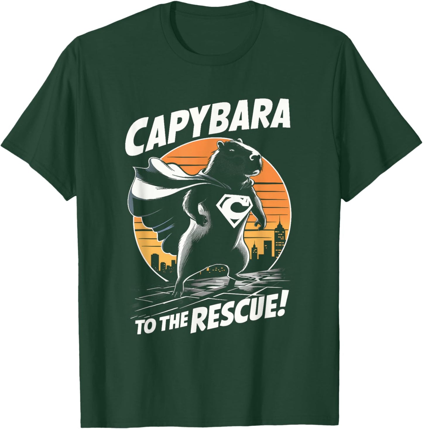 Capybara Superhero Shirt – Fun Comic Book Style Apparel T-Shirt - T-Shirt | Forest