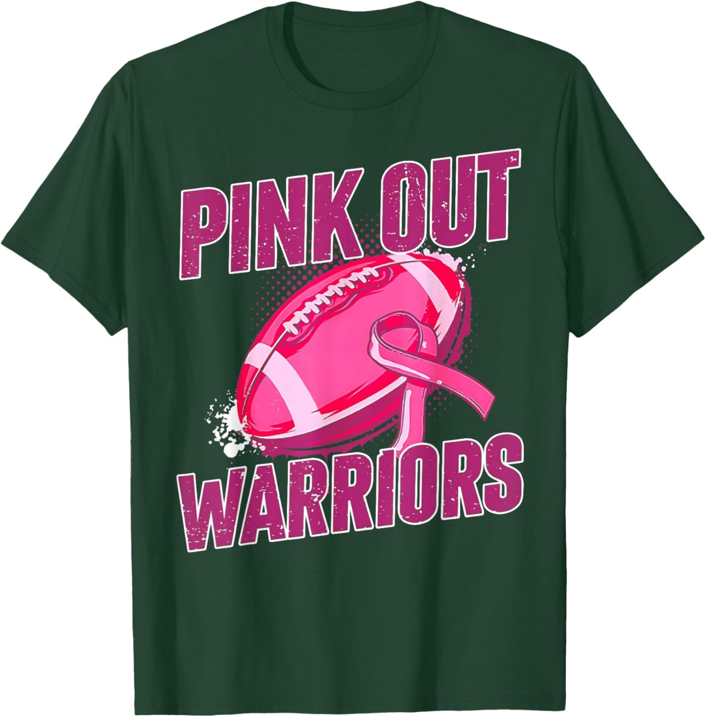 Warriors Pink Out Football Tackle Breast Cancer T-Shirt - T-Shirt | Forest