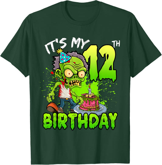 It's My 12th Birthday Zombie Lover 12 Year Old Boys Girls T-Shirt - T-Shirt | Forest