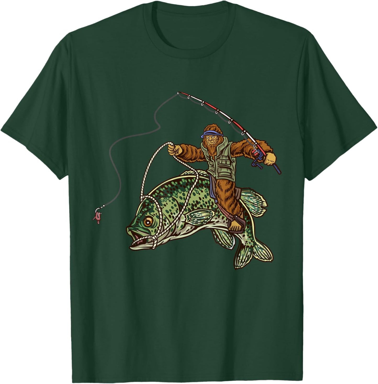Crappie Fishing Bigfoot Panfishing Fishermen T-Shirt - T-Shirt | Forest