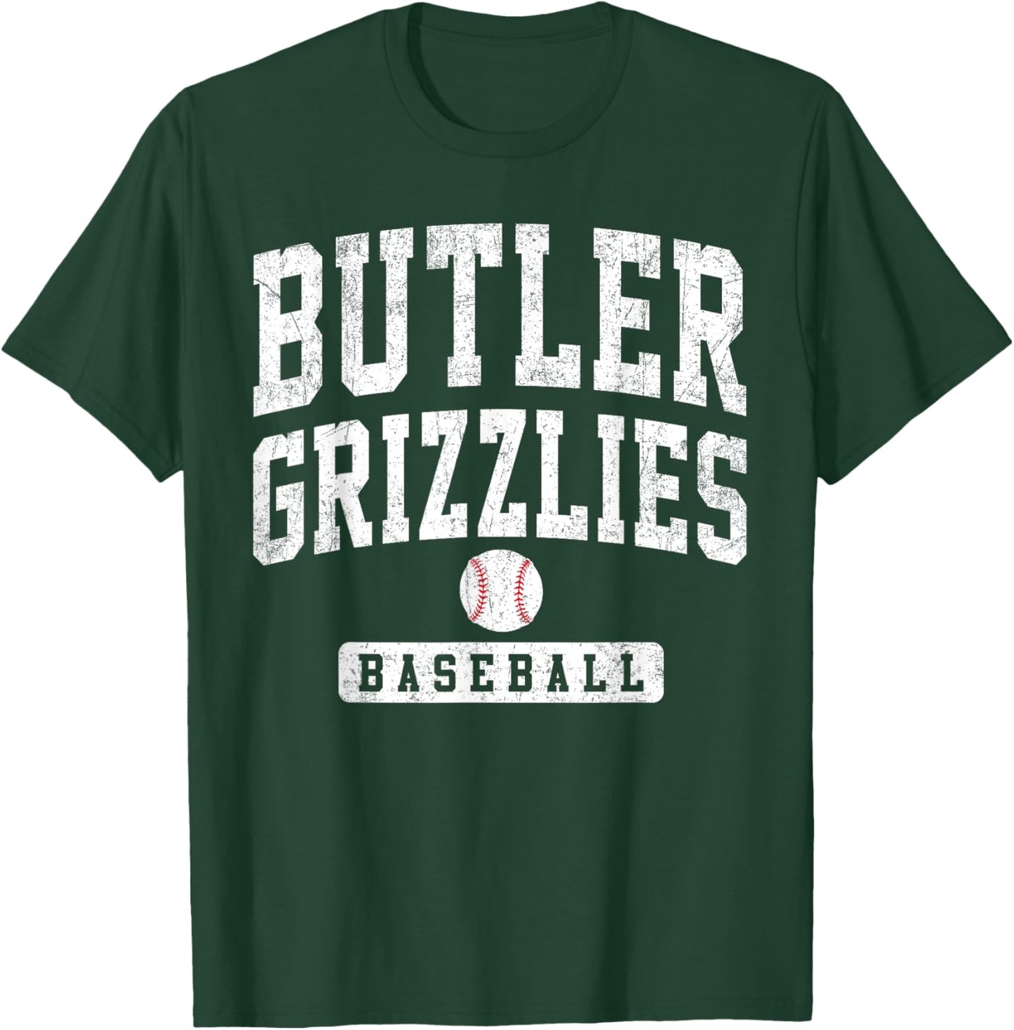 Butler Community College Grizzlies Baseball Arch Vintage T-Shirt - T-Shirt | Forest