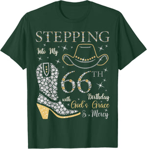 Stepping Into My 66th Birthday With God's Grace and Mercy T-Shirt - T-Shirt | Forest