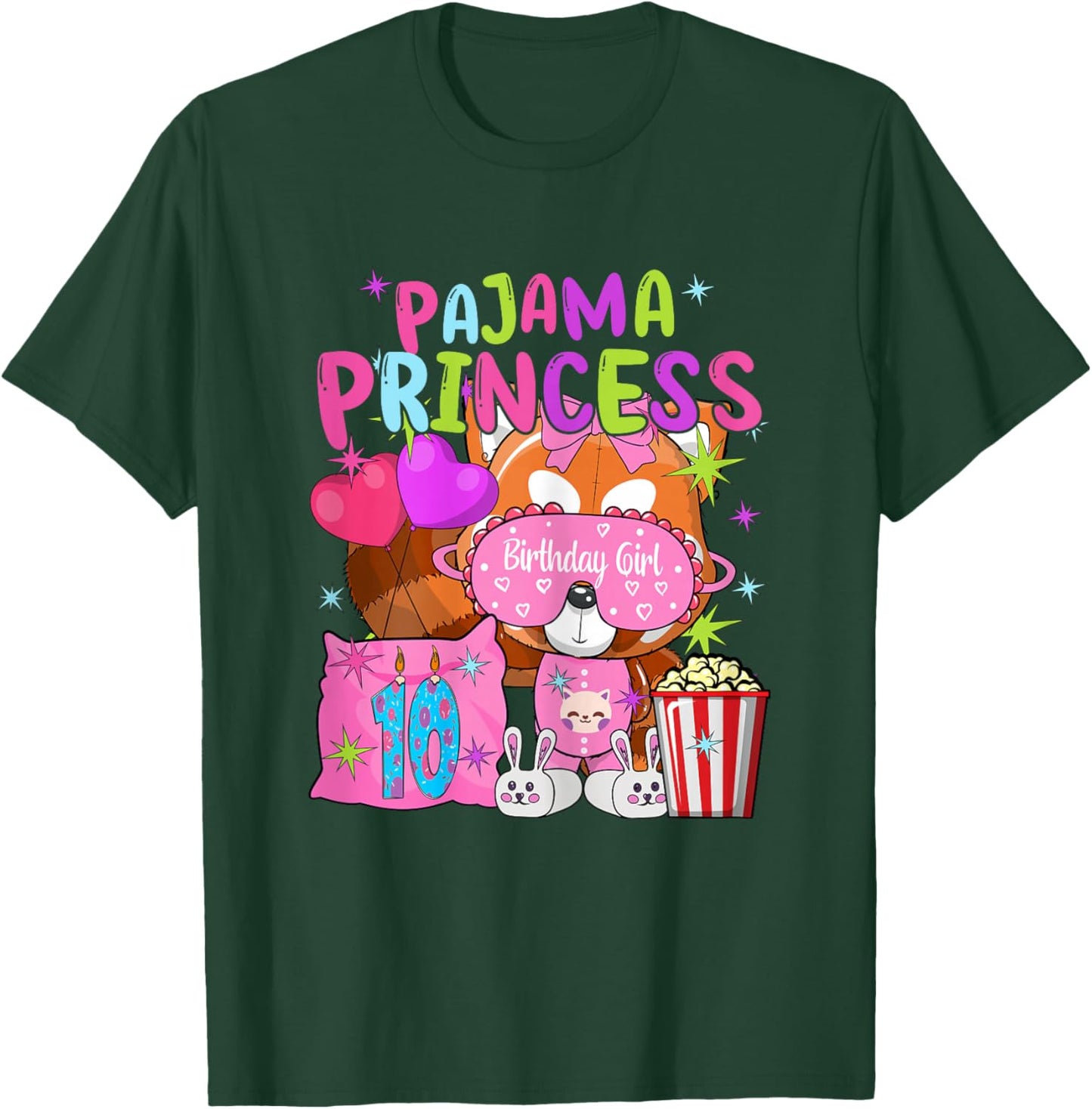 10th Birthday Pajama Party Theme 10 Years Old Birthday Girl T-Shirt - T-Shirt | Forest