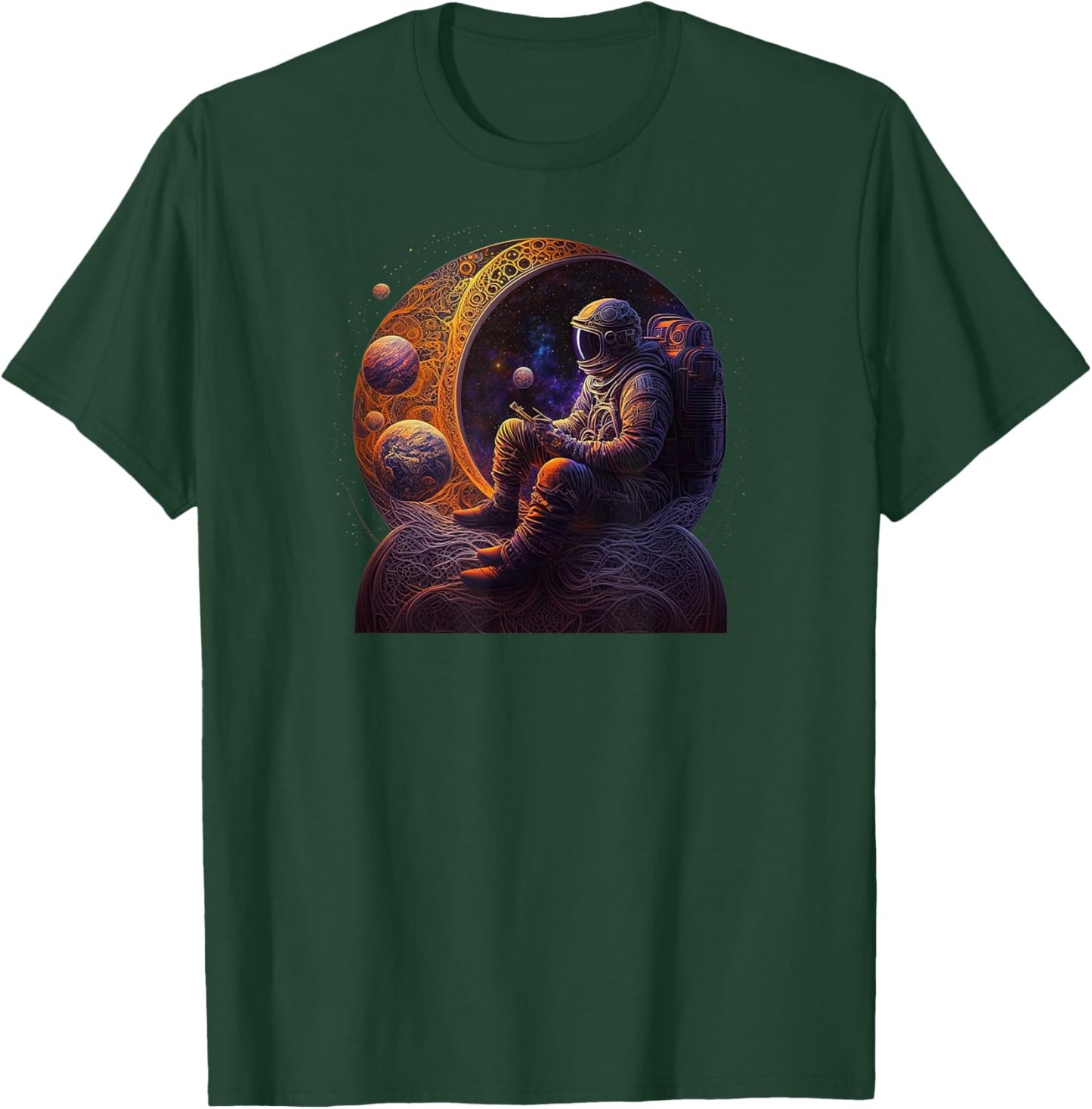 Meditating Astronaut Planets Meditation Astral Travel T-Shirt - T-Shirt | Forest