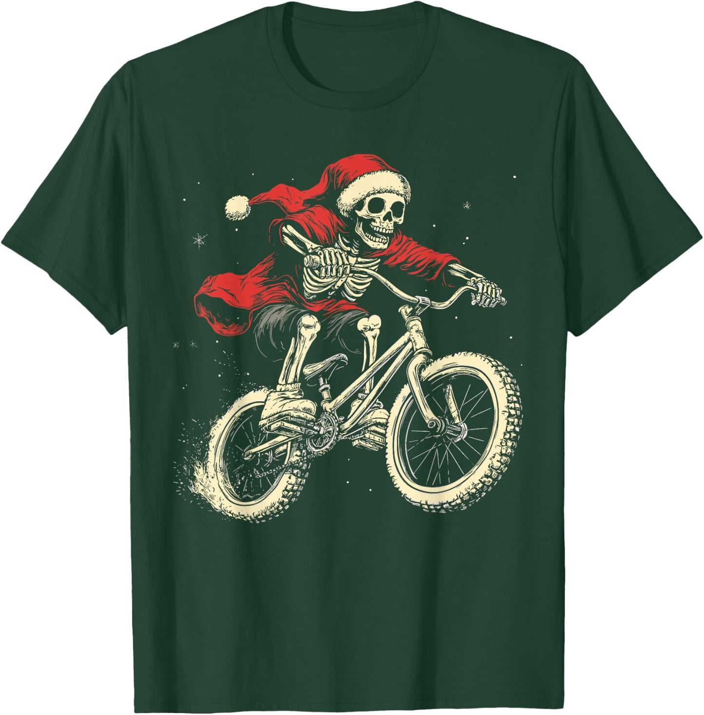 Santa Skeleton BMX Boys Kids Christmas Xmas Pajama T-Shirt - T-Shirt | Forest