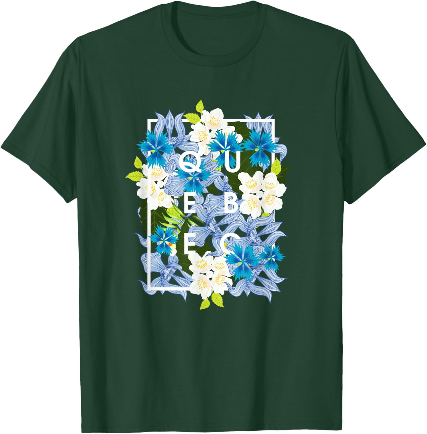 Flowers of Quebec Word Art - Quebecois Pride T-Shirt - T-Shirt | Forest