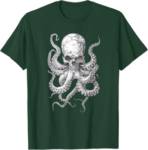 Vintage Skull Octopus Kraken Ocean Monster Goth Grunge Art T-Shirt - T-Shirt | Forest