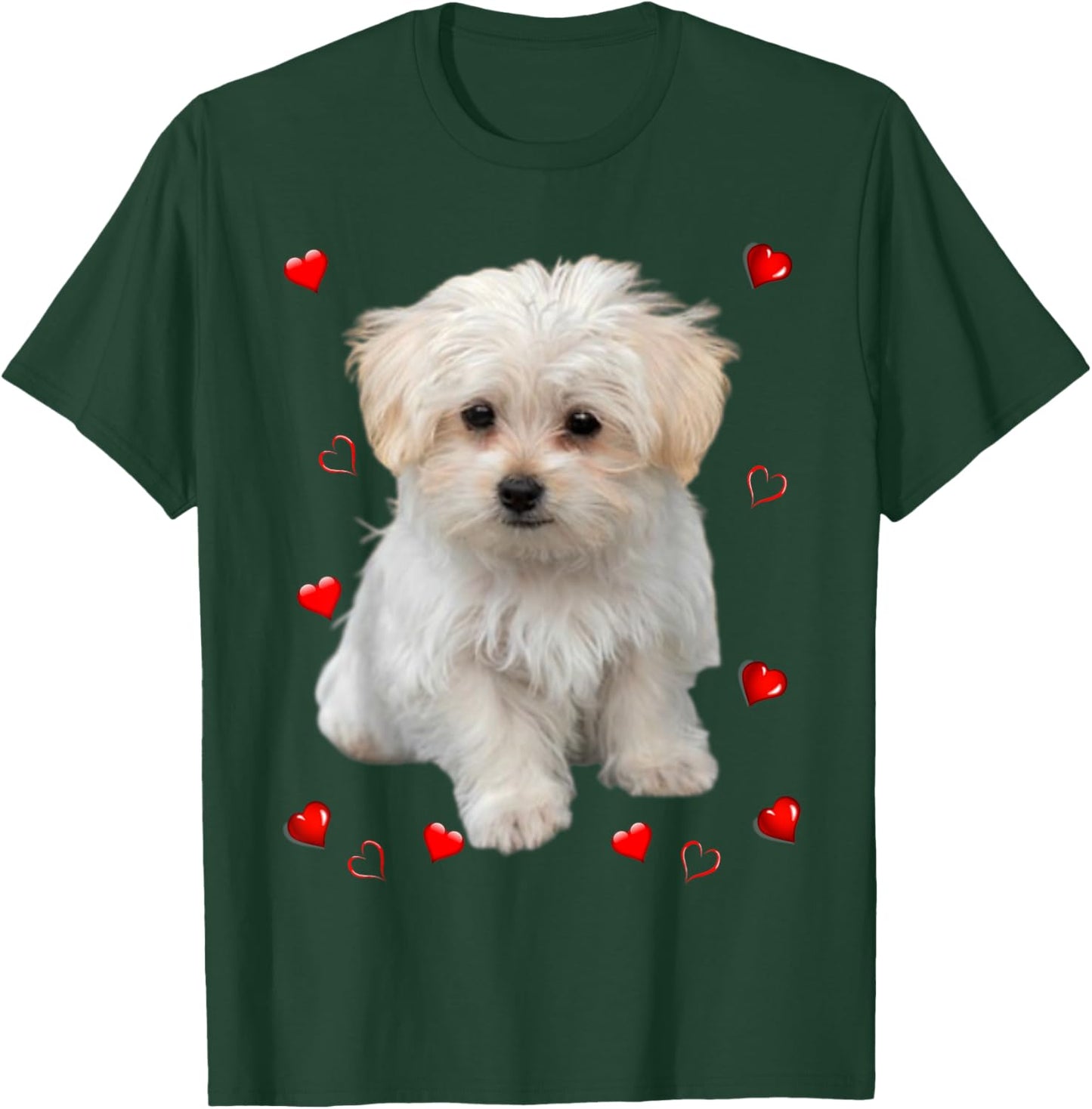 Maltese Dog Lover Puppy Owner Hearts, Maltipoo Mix Fans T-Shirt - T-Shirt | Forest