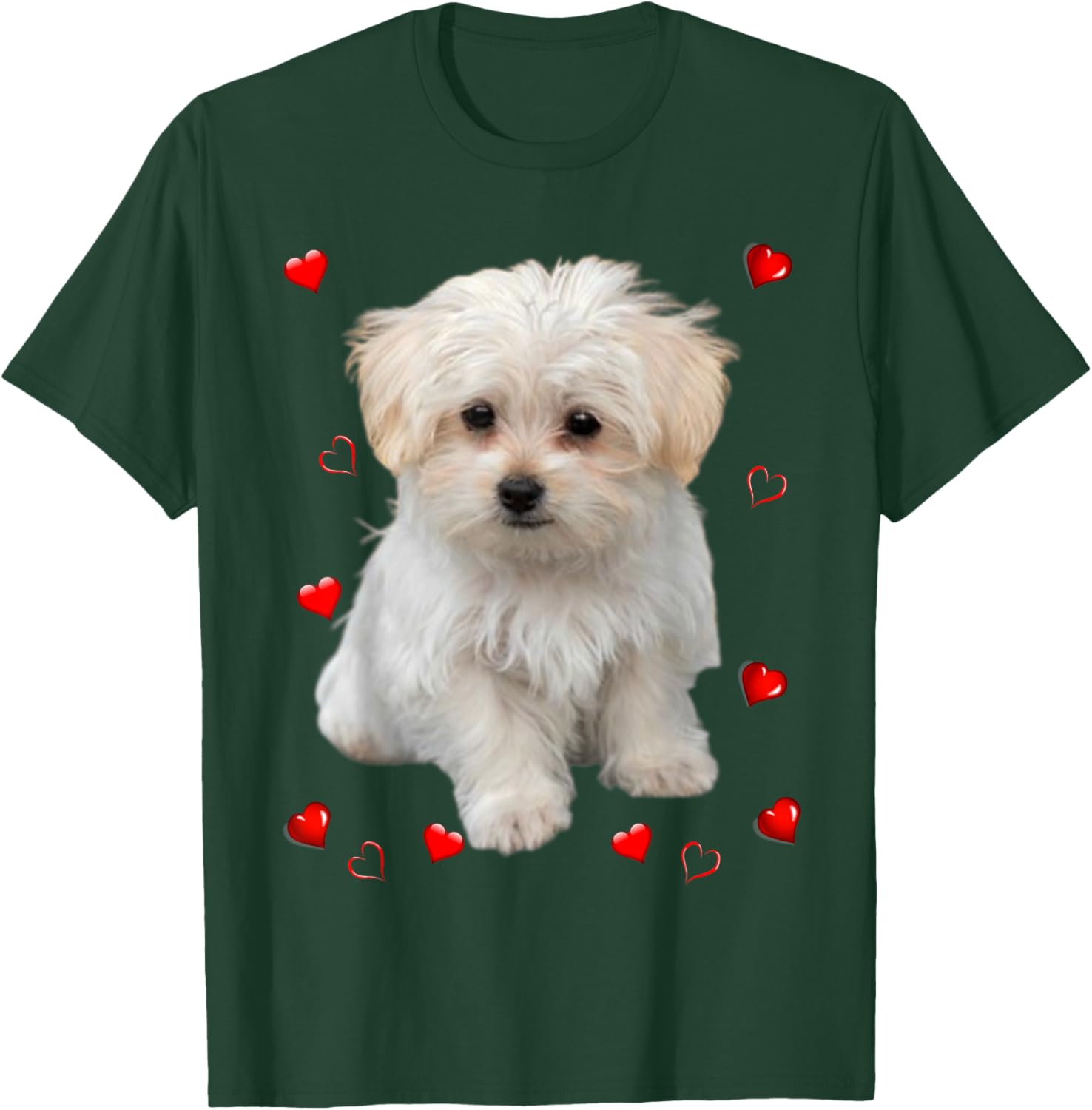 Maltese Dog Lover Puppy Owner Hearts, Maltipoo Mix Fans T-Shirt - T-Shirt | Forest