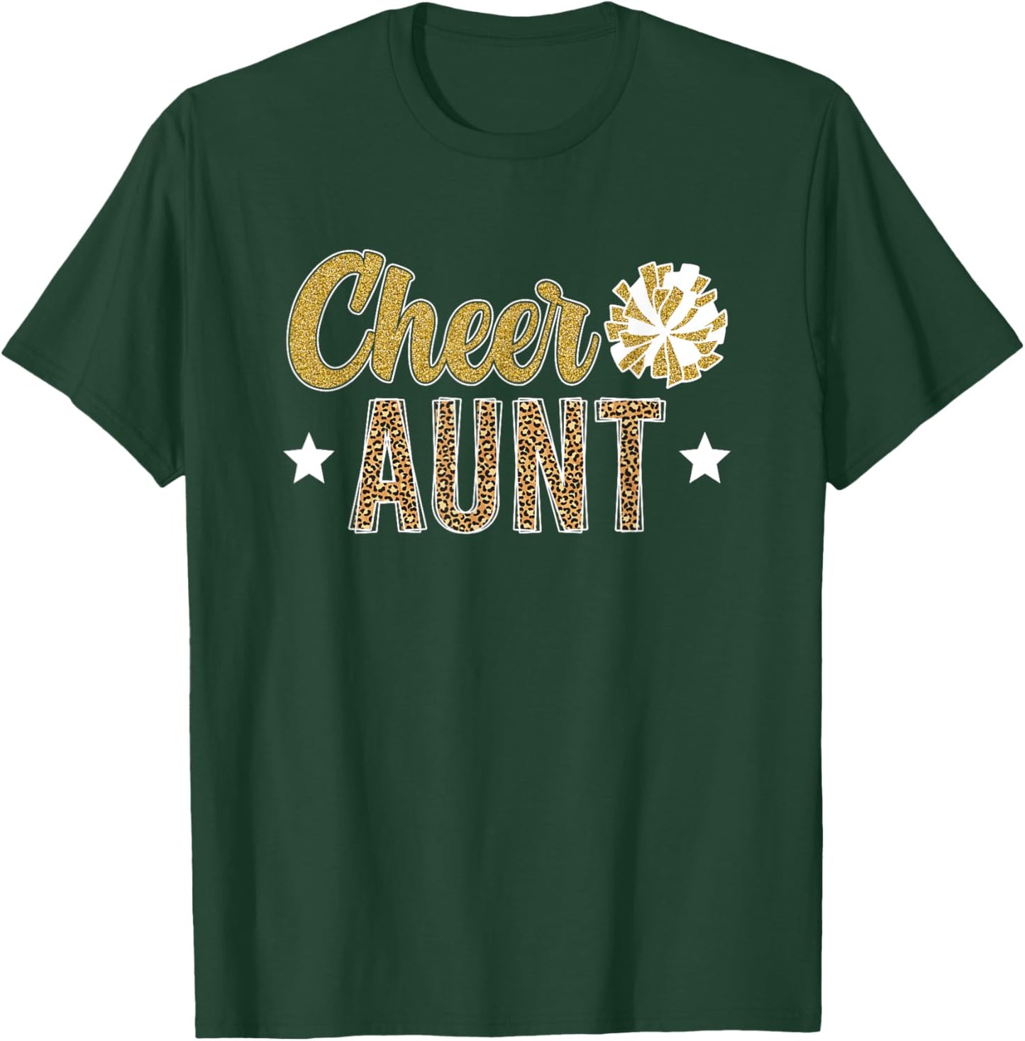 Cheer Aunt Leopard Cheerleading Auntie Cheerleader Aunt T-Shirt - T-Shirt | Forest