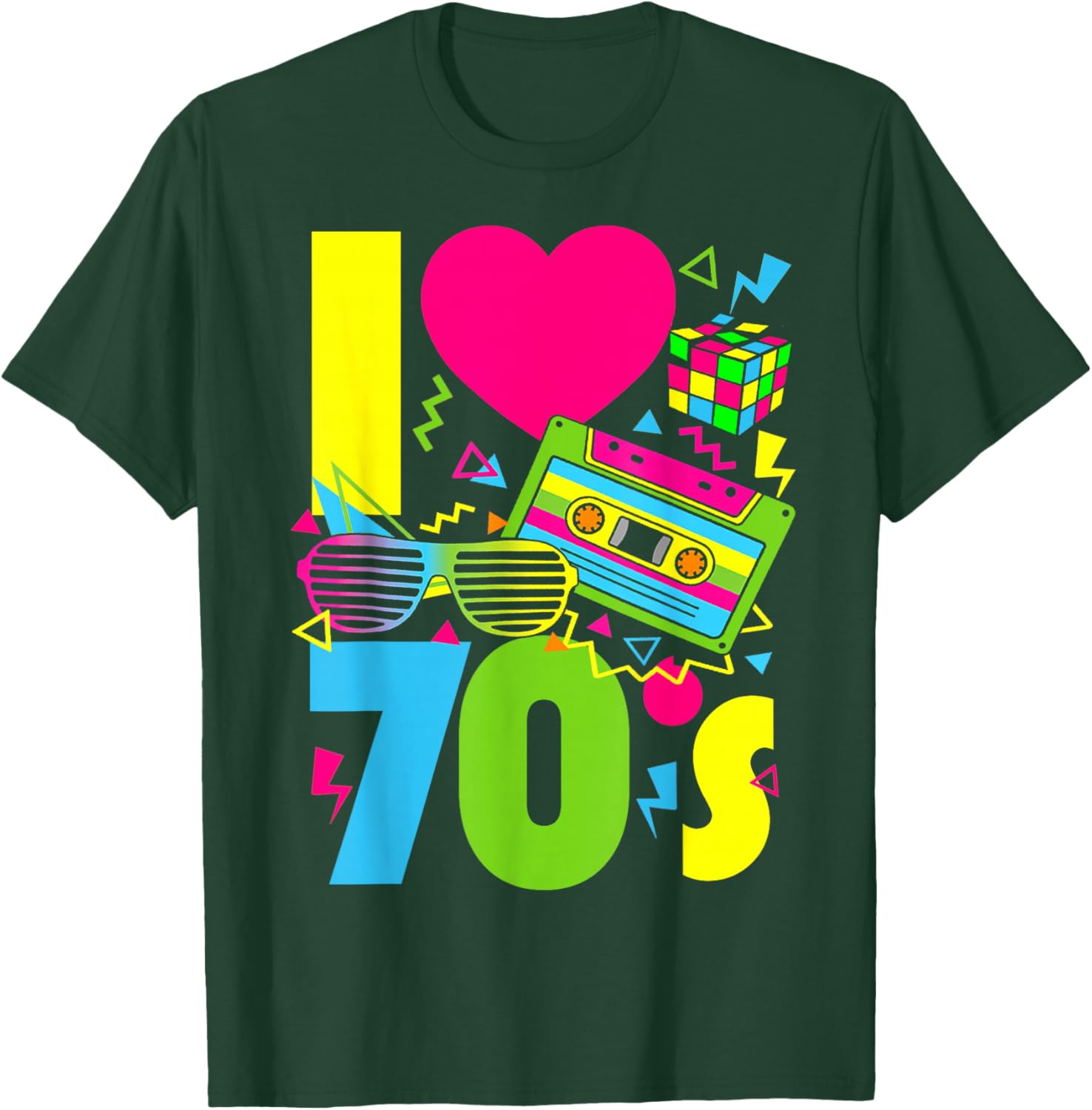 I Love The 70s Men Women Kids 70's 80's Party Retro Costume T-Shirt - T-Shirt | Forest