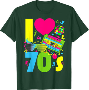 I Love The 70s Men Women Kids 70's 80's Party Retro Costume T-Shirt - T-Shirt | Forest