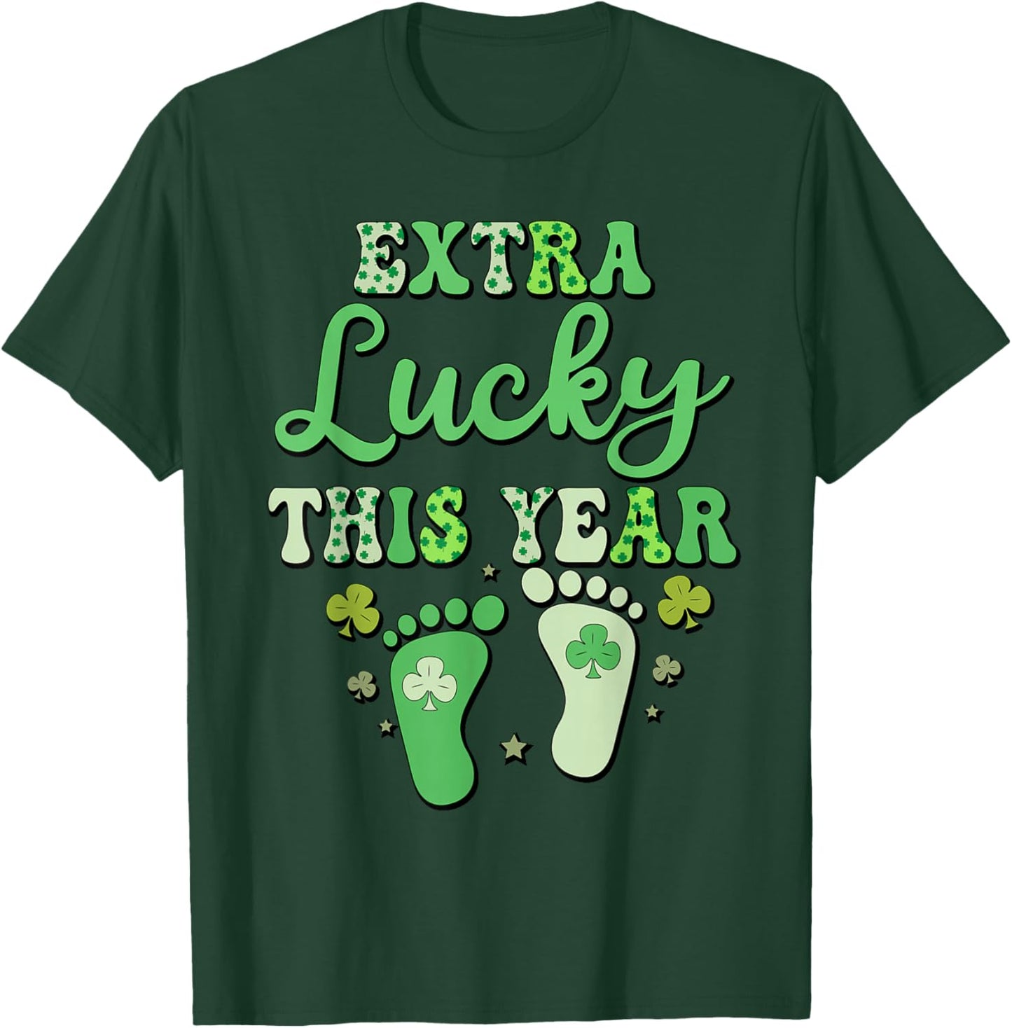 Extra lucky this year baby announcement Saint Patricks Day T-Shirt - T-Shirt | Forest