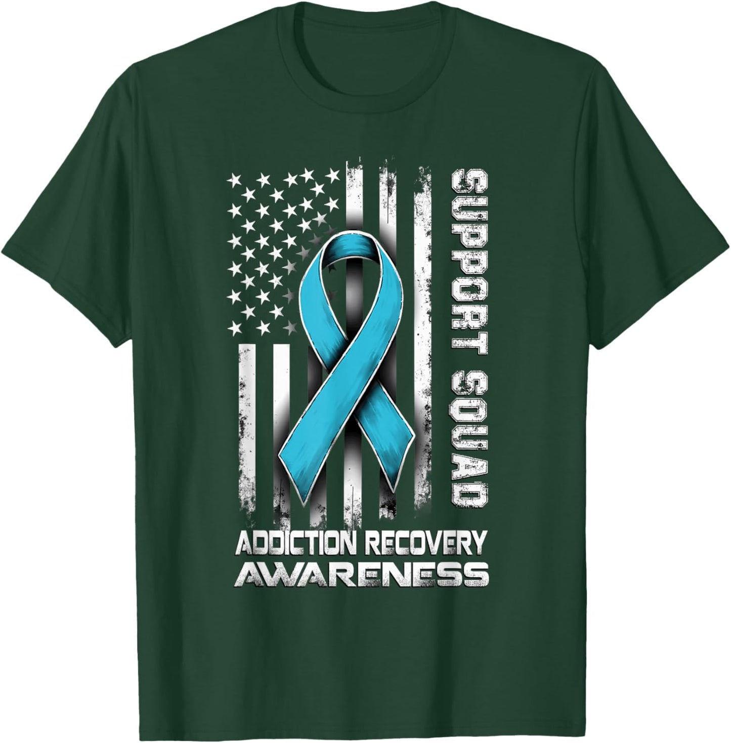 Retro Support Squad Addiction Recovery Awareness T-Shirt - T-Shirt | Forest