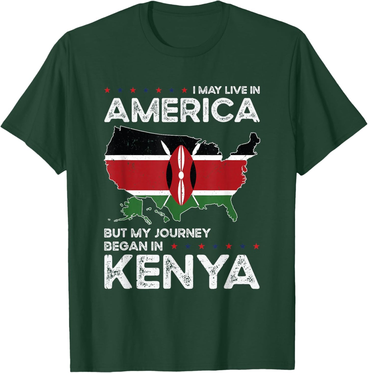 Kenyan American Patriot USA Grown Kenya US Flag T-Shirt - T-Shirt | Forest