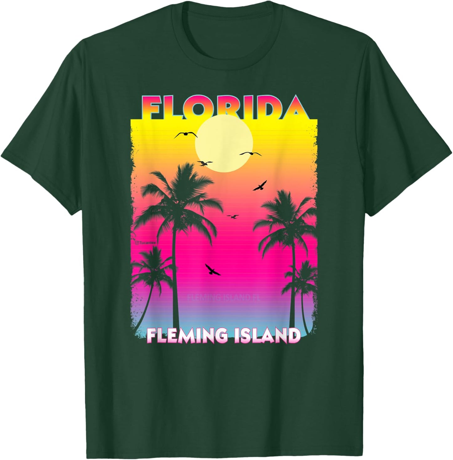 Fleming Island Florida Fl summer vintage Sunset Women Kids T-Shirt - T-Shirt | Forest