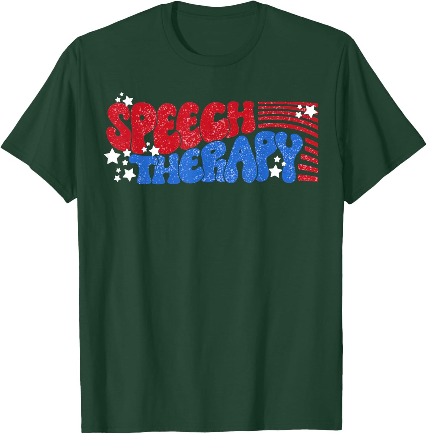 Retro Groovy SLP Speech Therapy Patriotic 4th Of July T-Shirt - T-Shirt | Forest