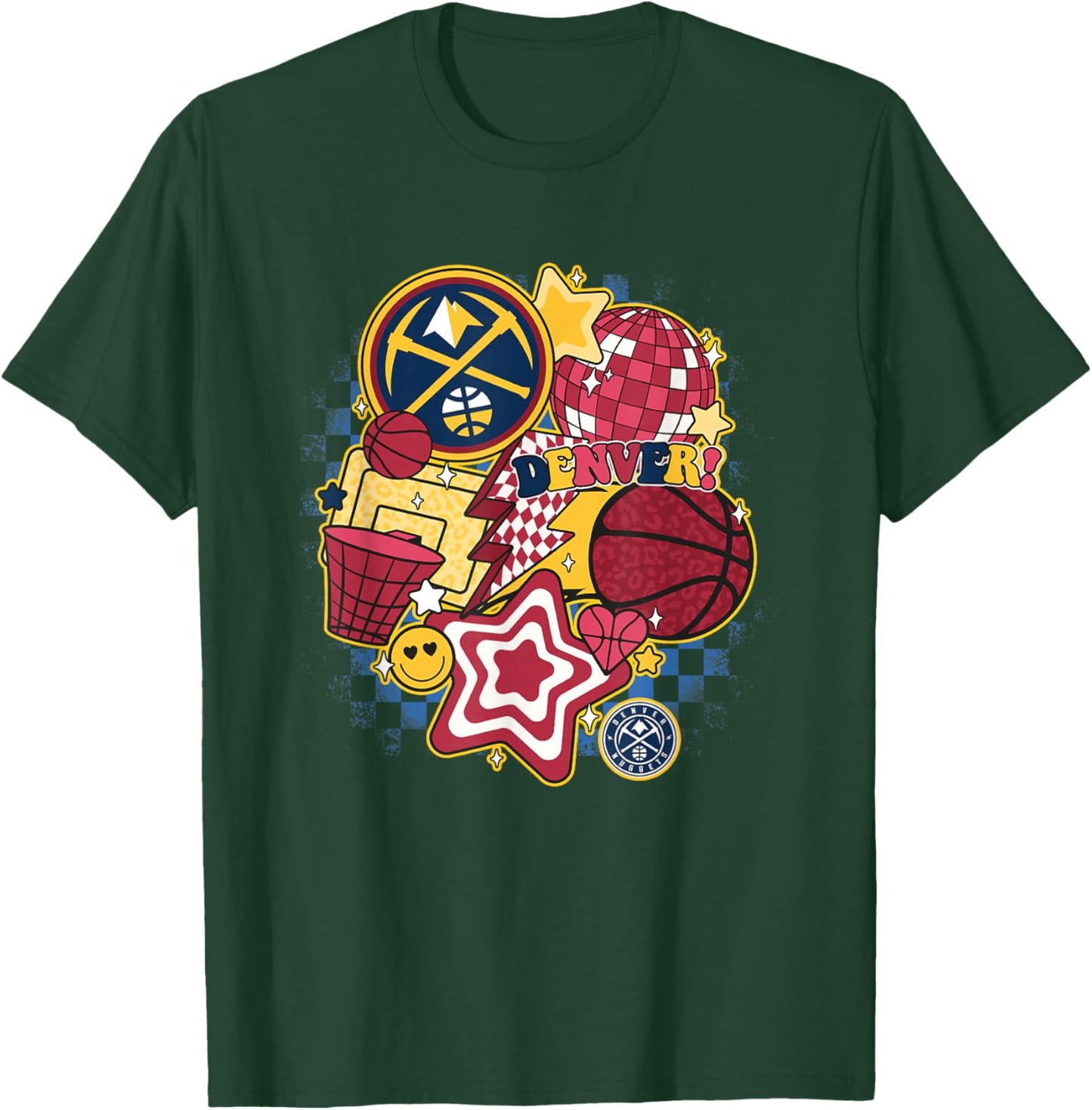 NBA Denver Nuggets Psychedelic Basketball Collage T-Shirt - T-Shirt | Forest