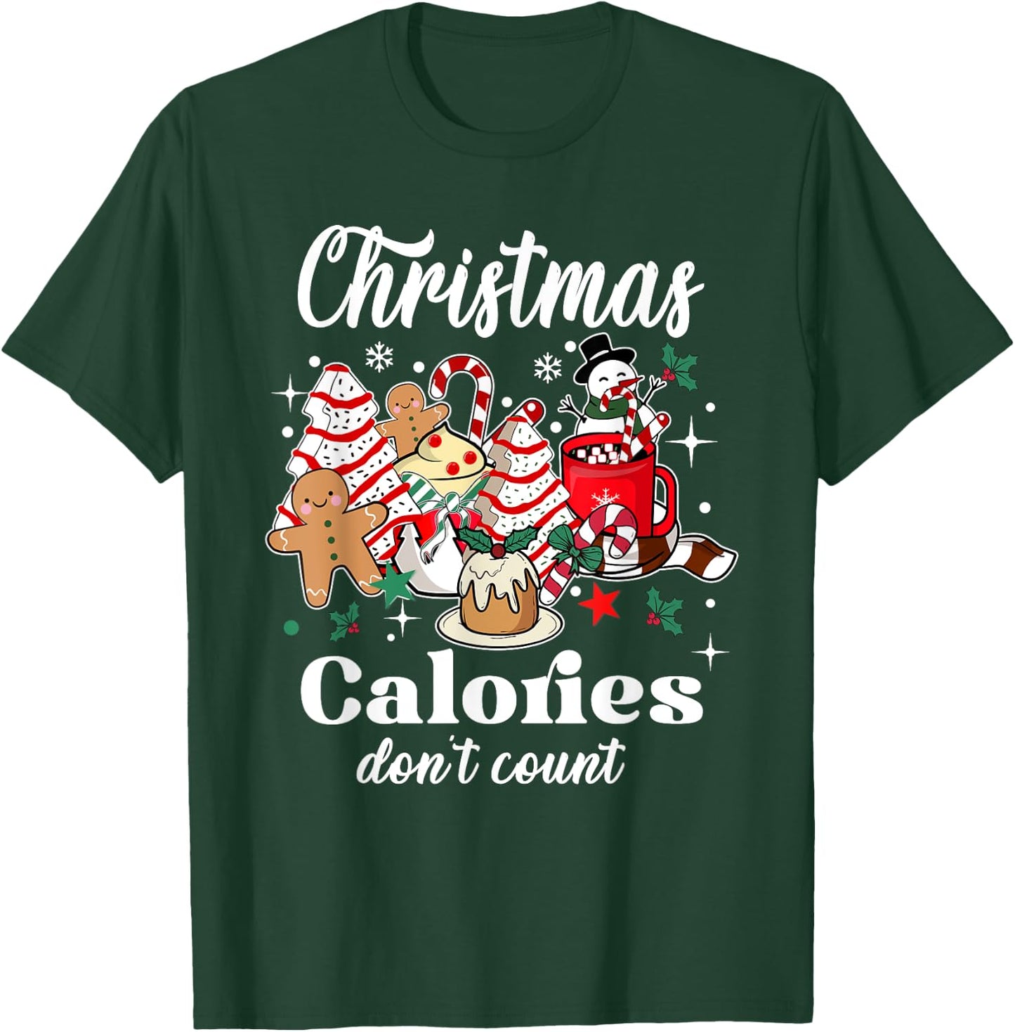 Christmas Calories Don't Count, Retro Christmas Coffee T-Shirt - T-Shirt | Forest