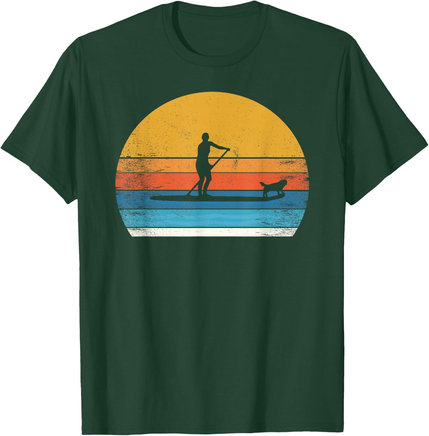 Cool funny Stand Up Paddle Board Dog SUP Paddling Boarding T-Shirt - T-Shirt | Forest