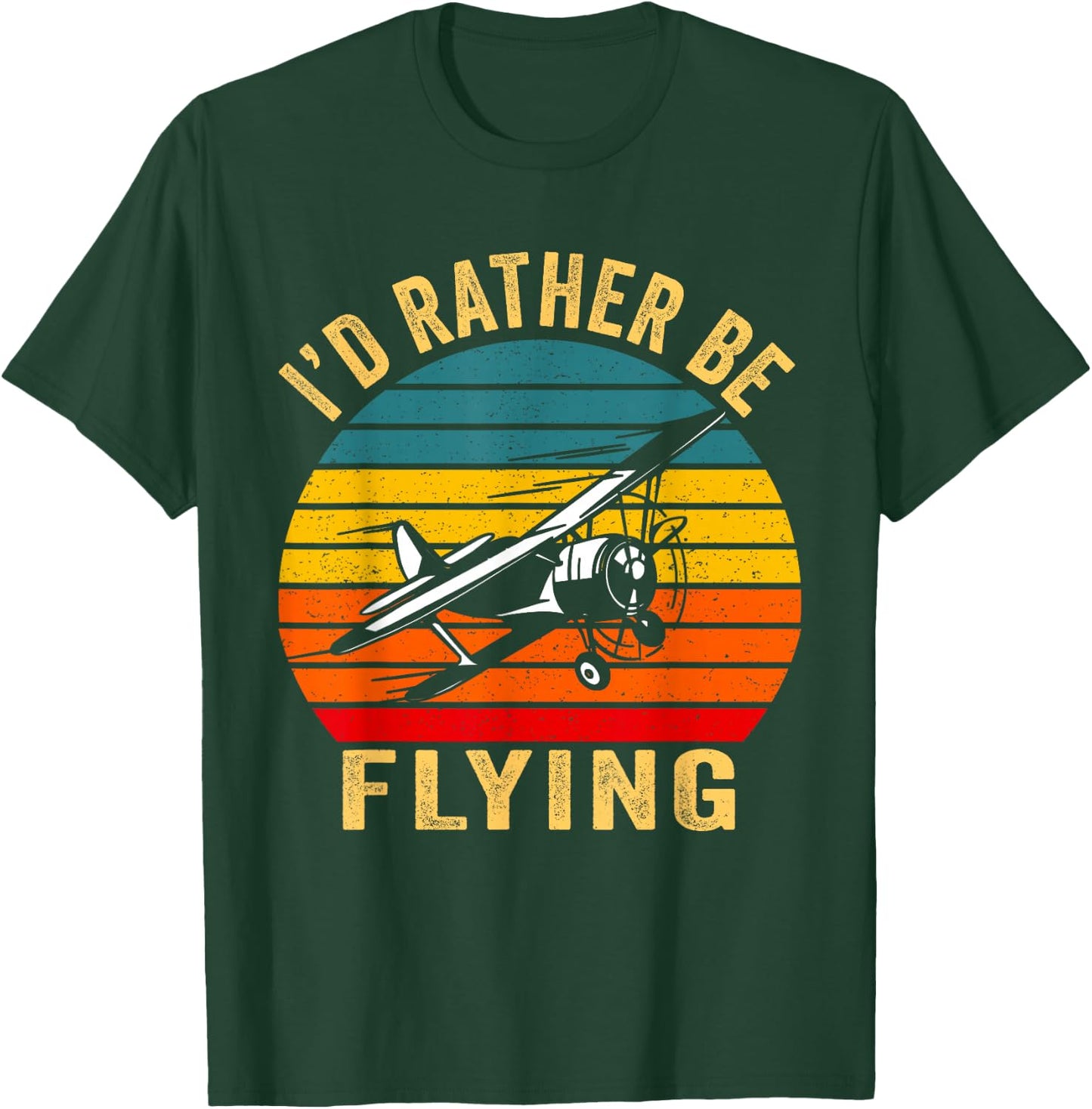 I'd Rather Be Flying Shirt Funny Vintage Airplane Pilot Gift T-Shirt - T-Shirt | Forest