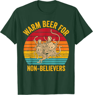 Flying Spaghetti Monster Retro Warm Beer For Non-Believers T-Shirt - T-Shirt | Forest