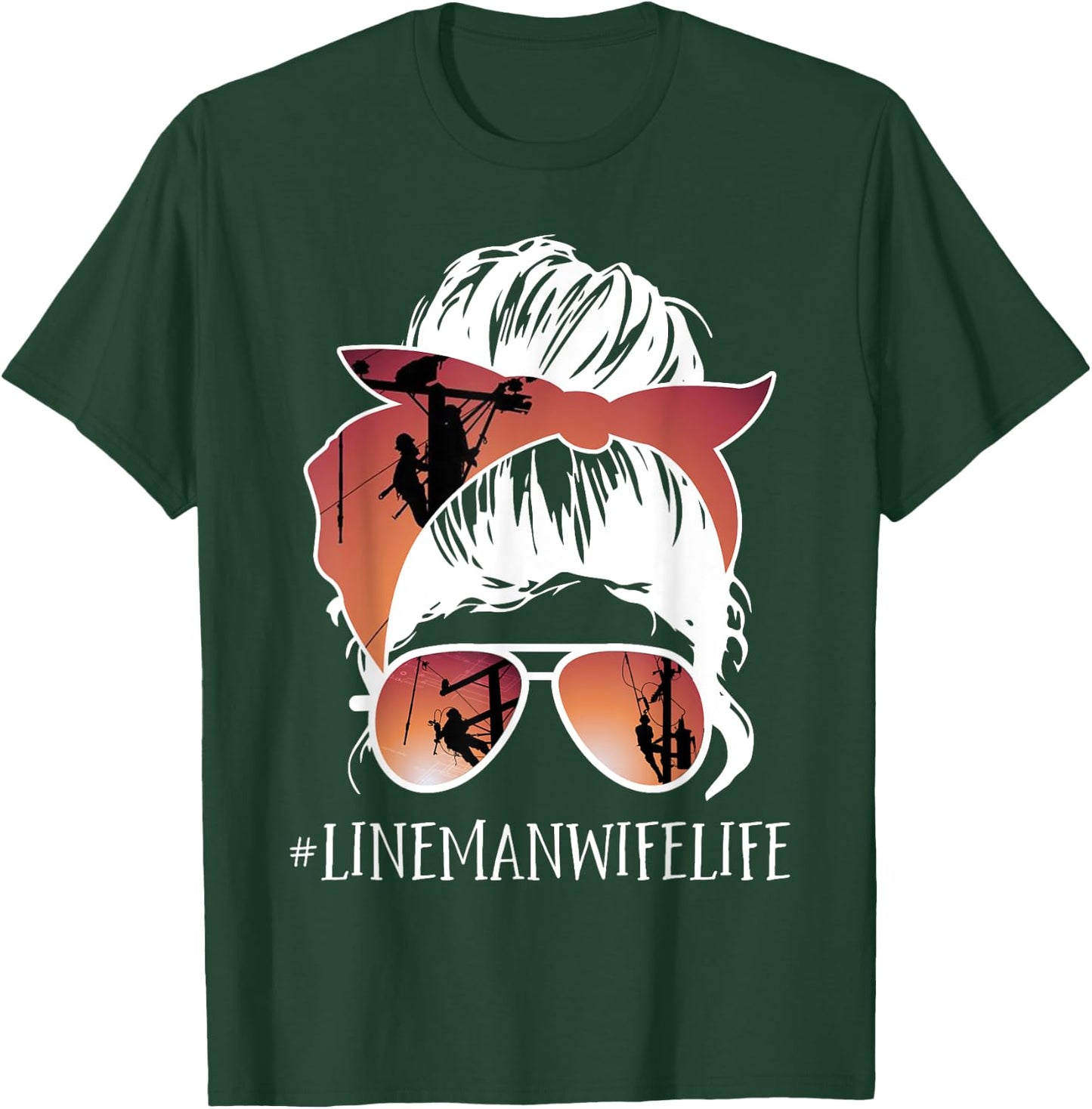 Lineman - Linewife life Cute Lineman wife gift birthday 95 T-Shirt - T-Shirt | Forest