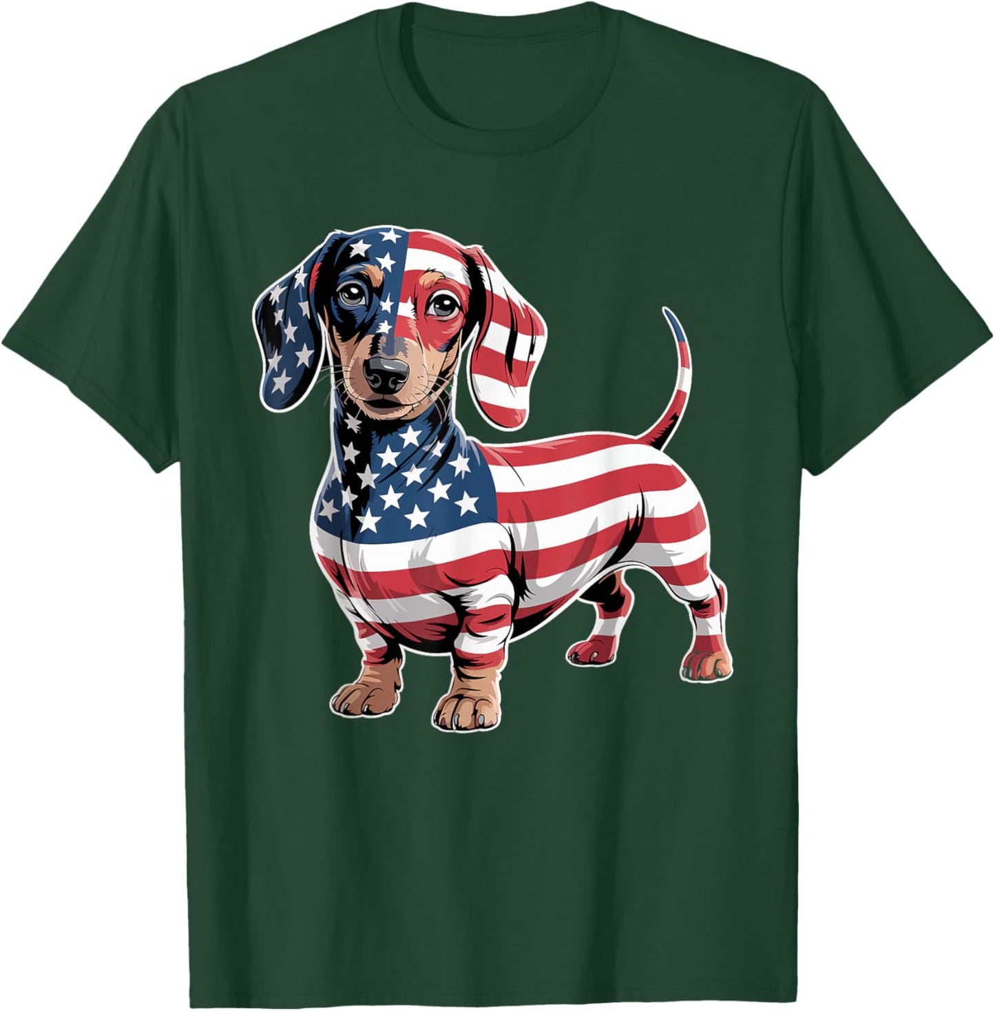 Dachshund Dog 4th of July American Flag Gifts Women T-Shirt - T-Shirt | Forest