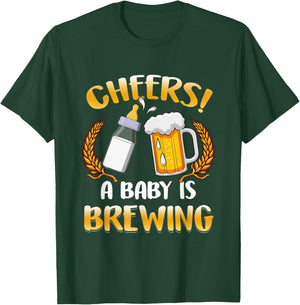 Cheers A Baby Is Brewing Beer Milk Party Drinking Brewer T-Shirt - T-Shirt | Forest