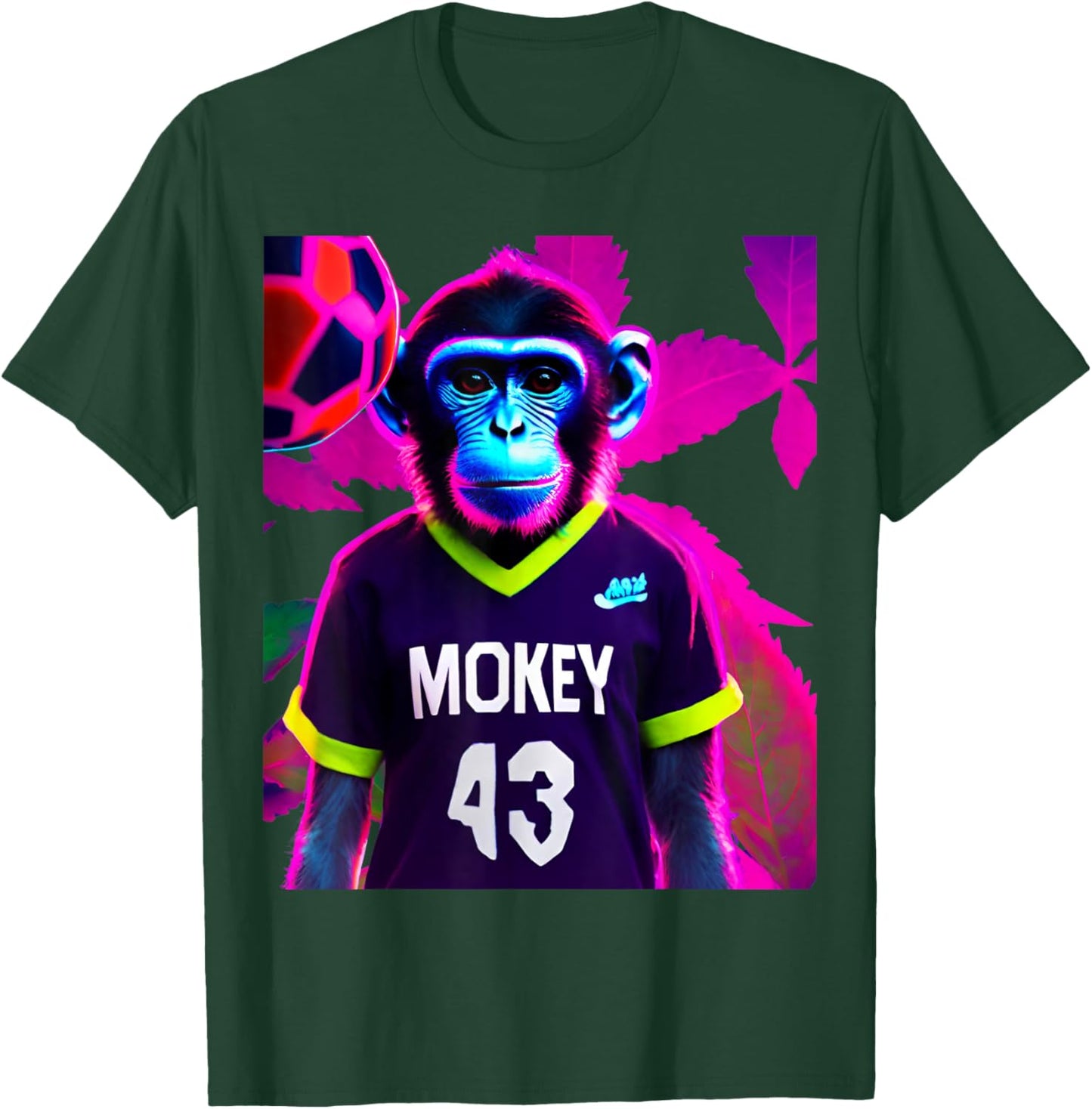 Soccer Monkey Autumn Leaves Led Graphic T-Shirt - T-Shirt | Forest