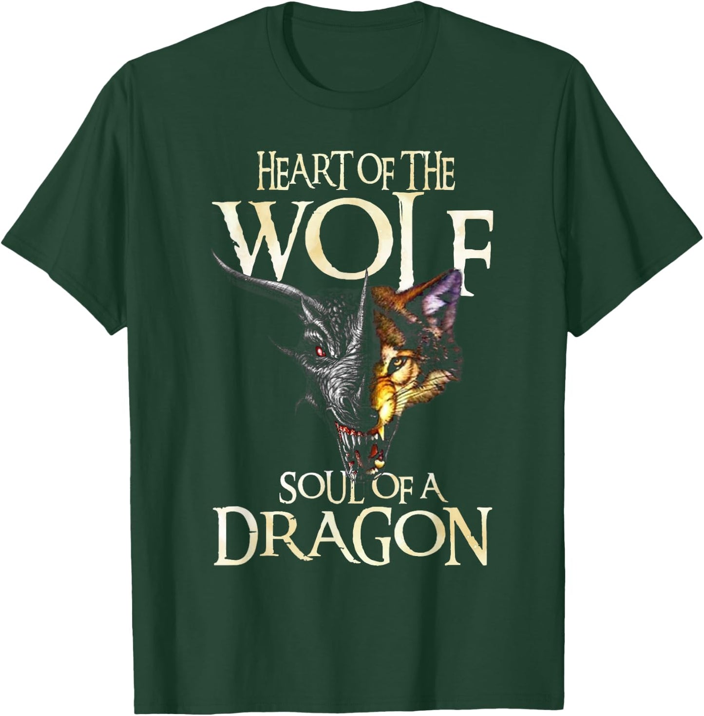 Heart Of The Wolf Soul Of A Dragon Dragon Lovers Gift T-Shirt - T-Shirt | Forest