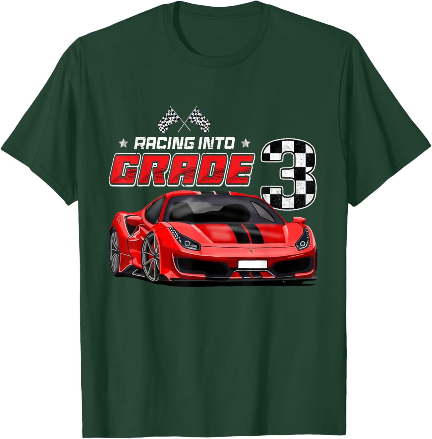 Racing Into 3rd Grade Race Car Back To School Boys T-Shirt - T-Shirt | Forest