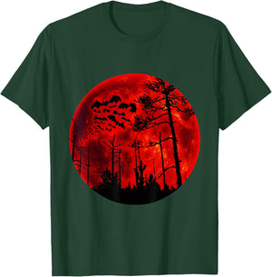 Grunge Bats Flying Gothic Blood Red Moon T-Shirt - T-Shirt | Forest