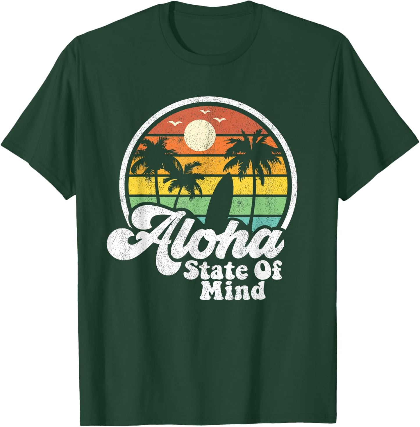 Vintage Hawaii Aloha State Hawaiian Beach Surfing Surf Gift T-Shirt - T-Shirt | Forest