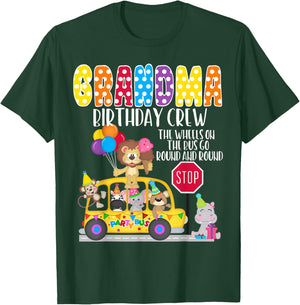 The Wheels On The Bus Grandma Birthday Crew Party Toddler T-Shirt - T-Shirt | Forest